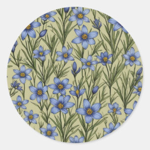 Sticker Rond Motif de fleur en laiton bleu
