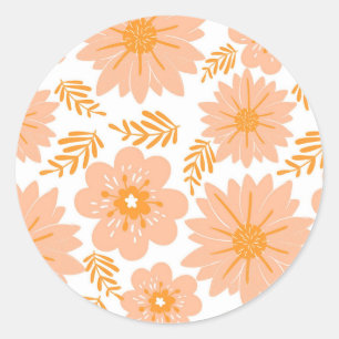 Sticker Rond Motif de fleur orange flou pêche rétro vintage