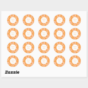 Sticker Rond Motif de fleur orange floue pêche rétro vintage