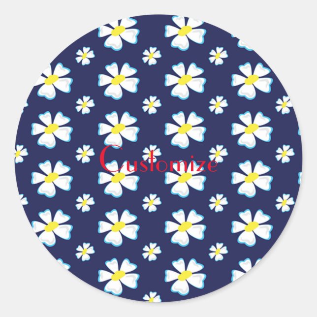 Sticker Rond Motif de fleurs blanches Thunder_Cove (Devant)