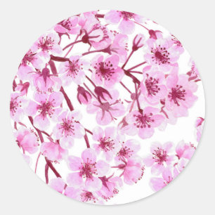 Sticker Rond Motif de fleurs de cerisiers