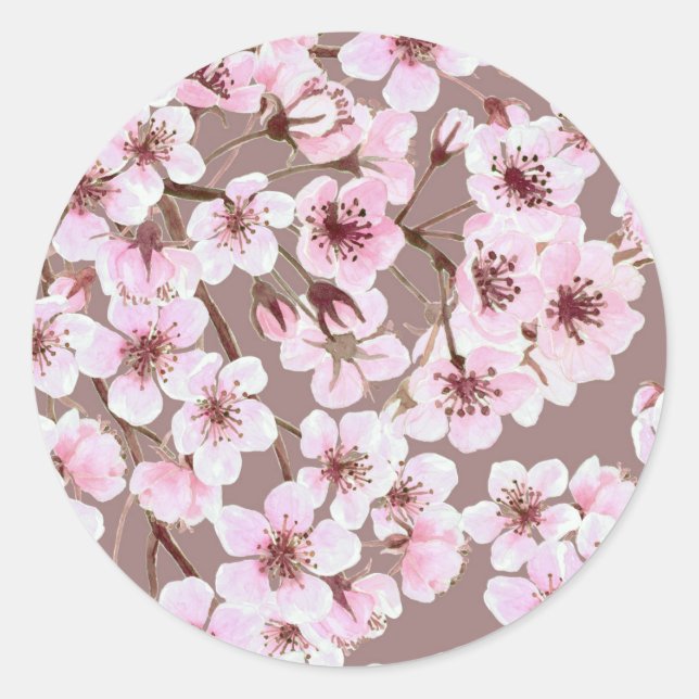 Sticker Rond Motif de fleurs de cerisiers (Devant)