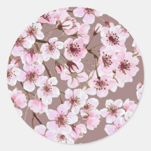 Sticker Rond Motif de fleurs de cerisiers
