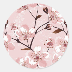 Sticker Rond Motif de fleurs de fleurs de cerisier