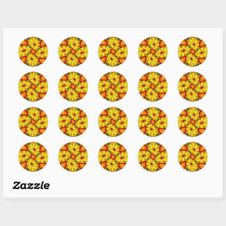 Sticker Rond Motif de fleurs d'or