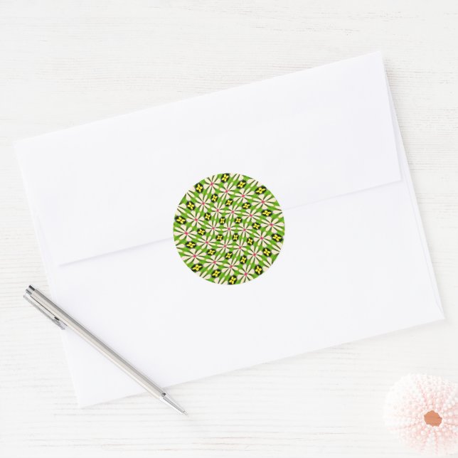Sticker Rond Motif de fleurs esthétiques (Enveloppe)