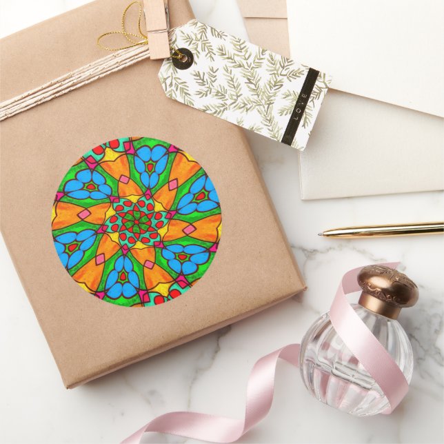 Sticker Rond Motif de fleurs esthétiques (Cadeaux)