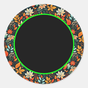 Sticker Rond Motif de fleurs exotiques florales