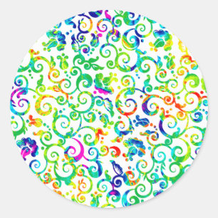 Sticker Rond Motif de fleurs sans couture coloré mignon
