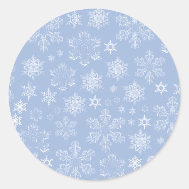 Sticker Rond Motif de flocon de neige, Flakes blancs, Neige, Hi (Devant)