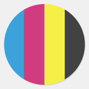 Sticker Rond motif de fond à rayures cmyk graphique couleur cya