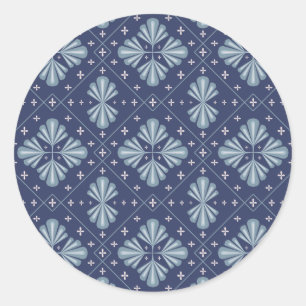 Sticker Rond Motif de formes géométriques bleues 