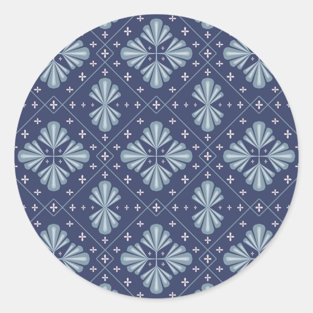 Sticker Rond Motif de formes géométriques bleues  (Devant)