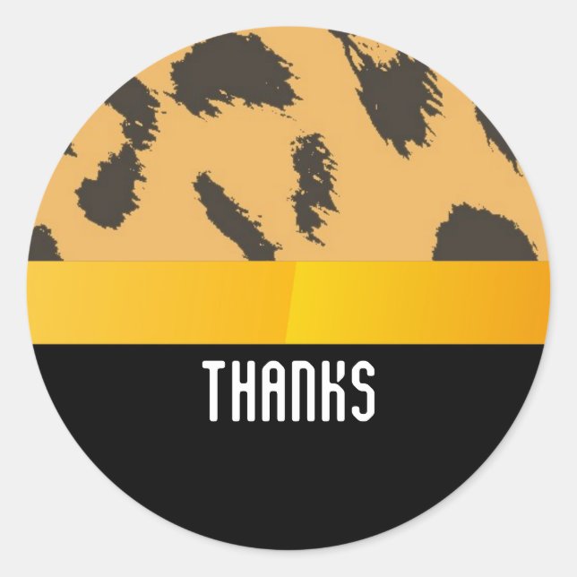 Sticker Rond Motif de fourrure de léopard Merci (Devant)