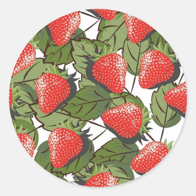Sticker Rond Motif de fraises (Devant)