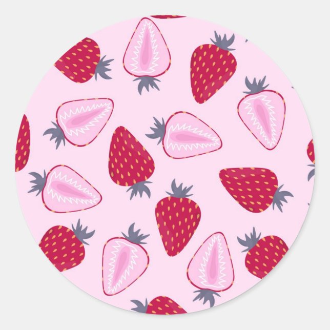 Sticker Rond Motif de fraises (Devant)