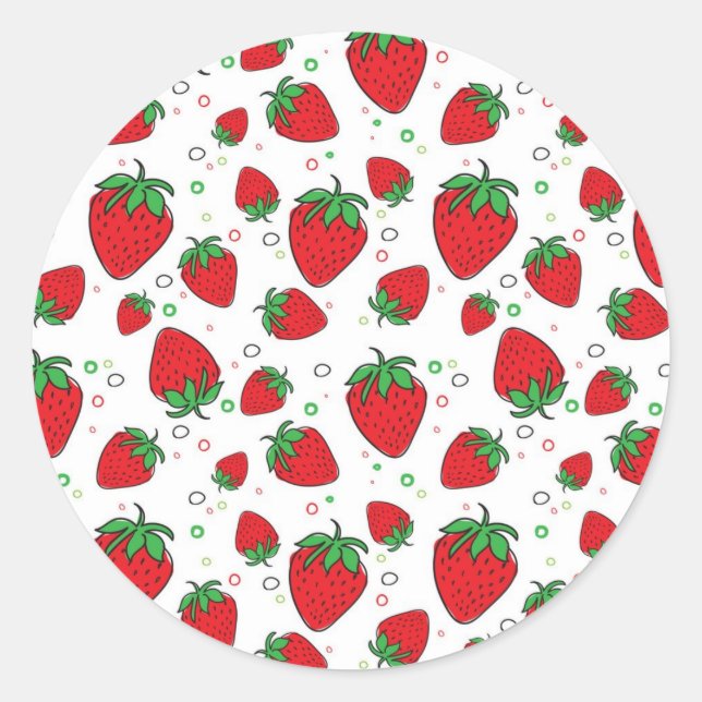 Sticker Rond Motif de fraises (Devant)