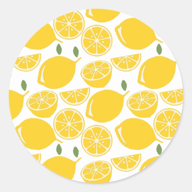 Sticker Rond Motif de fruits de citron jaune (Devant)