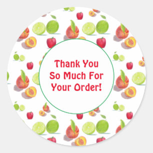 Sticker Rond Motif de fruits Merci pour votre commande