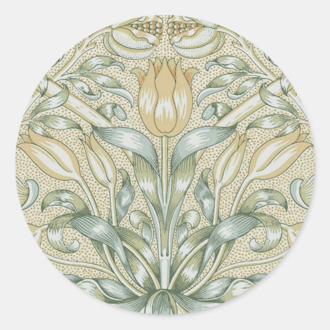 Sticker Rond Motif de grenade antique William Morris Lily (Devant)