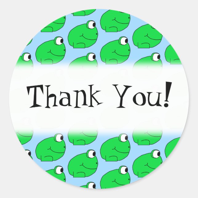 Sticker Rond Motif de grenouille verte. Merci. (Devant)
