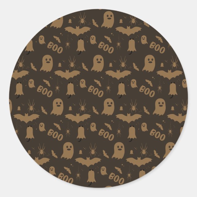 Sticker Rond Motif de Halloween mignon Boo (Devant)