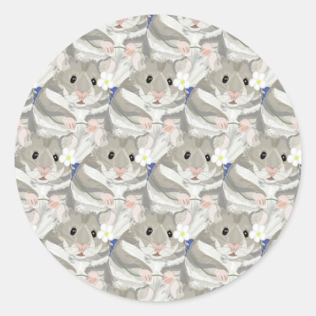 Sticker Rond Motif de hamster gris (Devant)