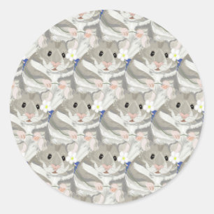 Sticker Rond Motif de hamster gris