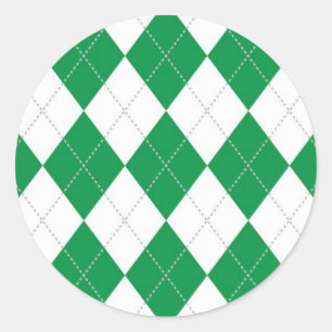 Sticker Rond Motif de Jacquard vert et blanc
