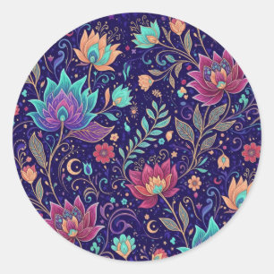 Sticker Rond Motif de jardin céleste enchanté