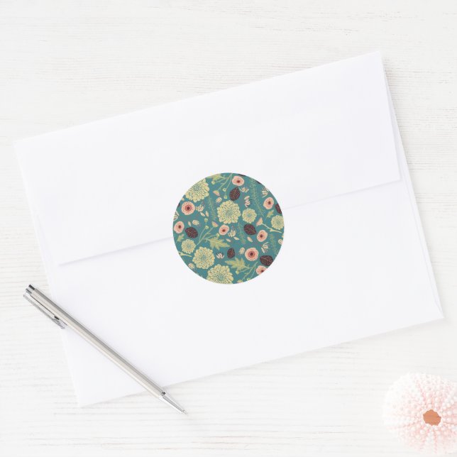 Sticker Rond Motif de jeton vert Turquoise rose (Enveloppe)