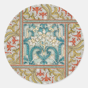 Sticker Rond Motif de jonquille Art nouveau vintage Verneuil