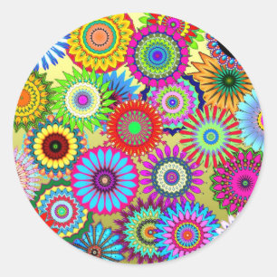 Sticker Rond motif de kaléidoscope coloré