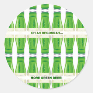 Sticker Rond Motif de la bière verte St. Patrick