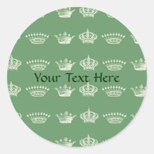 Sticker Rond Motif de la Couronne en blanc