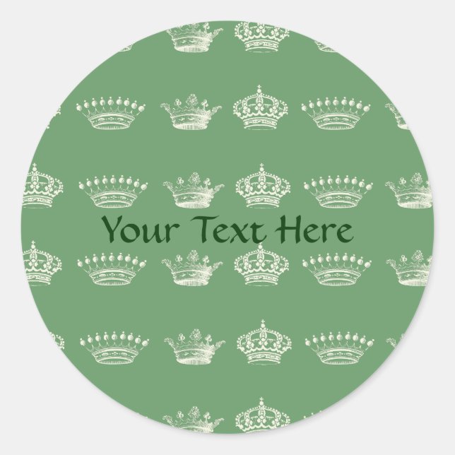 Sticker Rond Motif de la Couronne en blanc (Devant)