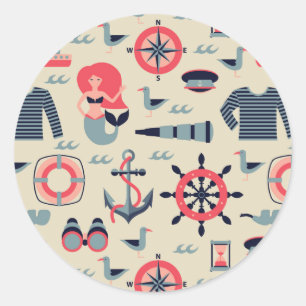 Sticker Rond Motif de la Marine
