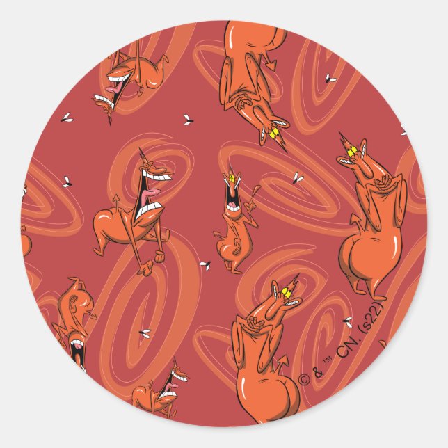 Sticker Rond Motif de la vache et du poulet rouge (Devant)