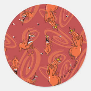 Sticker Rond Motif de la vache et du poulet rouge