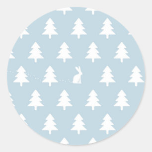 Sticker Rond Motif de lapin d'hiver