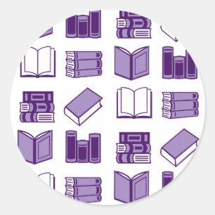 Sticker Rond Motif de lecture et d'écriture de livres violets