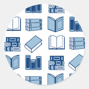 Sticker Rond Motif de lecture et d'écriture du livre bleu