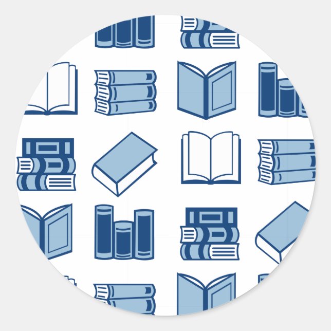 Sticker Rond Motif de lecture et d'écriture du livre bleu (Devant)