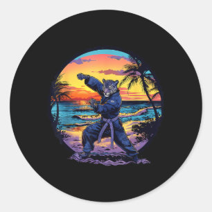 Sticker Rond Motif de léopard de karaté Taekwondo Jiu-Jitsu MMA