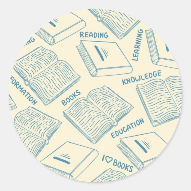 Sticker Rond Motif de livre (Devant)