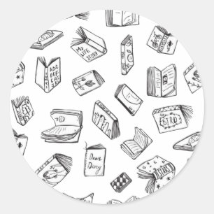 Sticker Rond Motif de livre