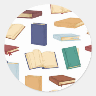Sticker Rond Motif de livre