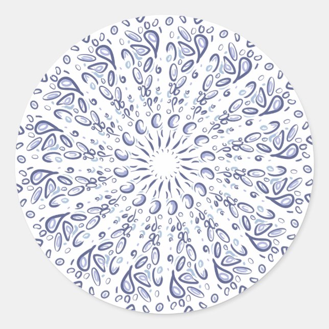 Sticker Rond Motif de mandala bleu (Devant)
