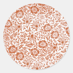 Sticker Rond Motif de Mauve de William Morris : Floral Terracot