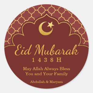 Sticker Rond Motif de Morrocan d'or d'autocollant de